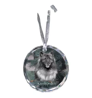 Keeshond, Spitz Loup,  - boule de Noël en cristal avec une photo, photo de chien dans le cristal, décoration personnalisée pour sapin de Noël de la marque Art-Dog