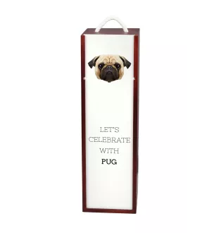 Pug - geometric box with a picture and inscription for wine by Art-Dog