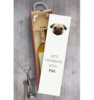 Pug - geometric box with a picture and inscription for wine by Art-Dog