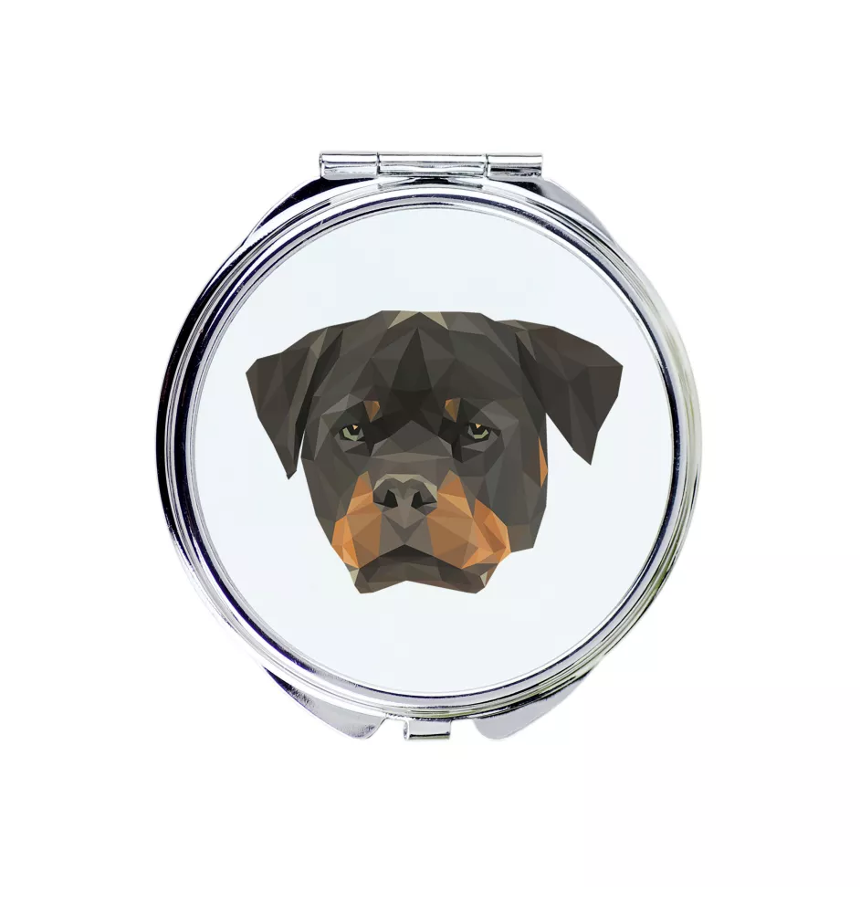 Rottweiler, Rott, Rottie - mirror with a geometric design and the brand name Art-Dog