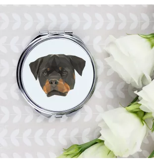 Rottweiler, Rott, Rottie - mirror with a geometric design and the brand name Art-Dog