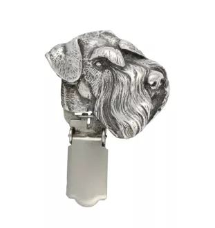 Schnauzer I - broche avec pince, support pour numéro de départ, épingle argentée pour exposition de chiens de la marque Art-Dog