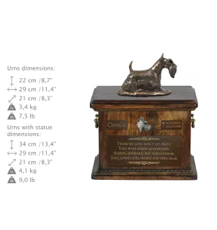 Scottish terrier, Aberdeen Terrier, Scottie, Aberdeenie I - urn for dog ashes, urn with a statuette, personalized urn for dog ashes by Art-Dog brand