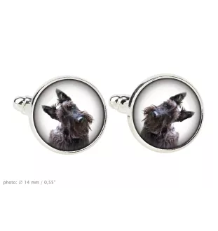 Scottish terrier, Aberdeen Terrier, Scottie, Aberdeenie - cufflinks and tie with your photo, a suit decoration, men's jewelry from the Art-Dog brand.