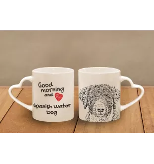 Spanish Water Dog - cup with a dog, adorable cup with a heart-shaped handle, universal gift from the Art-Dog brand