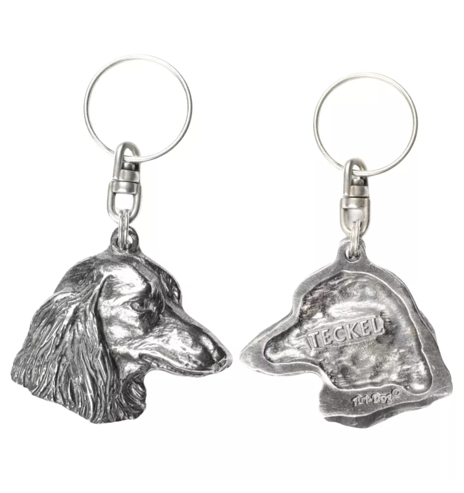 Dachshund Wire-haired, Wiener dog, Badger dog - Silver-plated pendant with a dog in a decorative box, handbag decoration, backpack pendant by Art-Dog brand