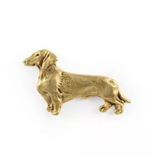 Dachshund Rauhhaar, Dackel, Teckel - Vergoldete Brosche, eleganter Hundeschmuck, einzigartige Brosche der Marke Art-Dog