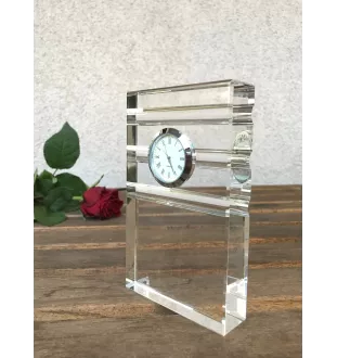 Teckel à poil dur, Chien-saucisse - une horloge en verre avec une photo, une photo de chien dans un cristal, une horloge de bureau personnalisée de la marque Art-Dog