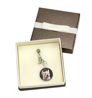 West Highland White Terrier, Westie, Westy - keychain in a box, own photo, keychain pendant from Art-Dog brand