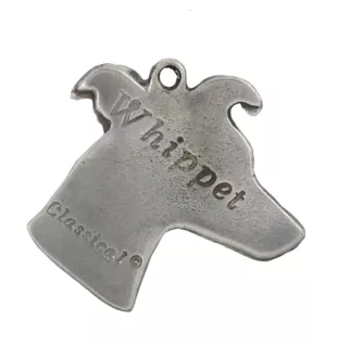 Whippet, Kleiner Englischer Windhund - Versilberter Schlüsselanhänger mit Hund in einer Geschenkbox, Handtaschenschmuck, Rucksackanhänger der Marke Art-Dog