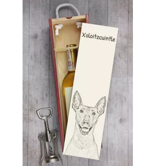 Xoloitzcuintle, Xolo, Chien nu mexicain, Chien nu du Mexique - boîte à vin avec chien, boîte à alcool avec graphisme, boîte cadeau personnalisée de la marque Art-Dog