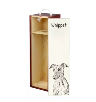 Whippet, Kleiner Englischer Windhund - Weinbox mit Hund, Alkoholbox mit Grafik, personalisierte Geschenkbox der Marke Art-Dog