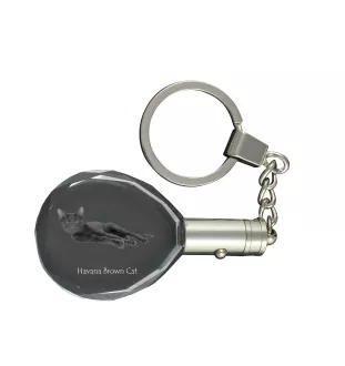 Havana brown Cat - Fob with cat photo, crystal key ring in gift box, unique gift by Art-Dog brand