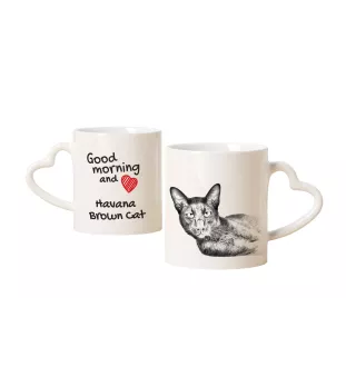 Havana Brown - cat mug, adorable heart-shaped handle mug, universal gift from Art-Dog brand