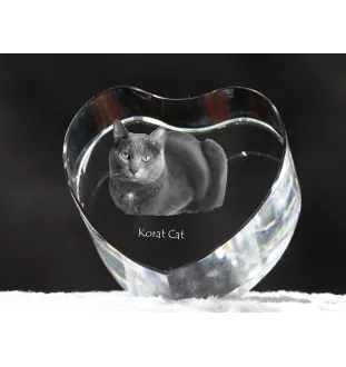 Korat Cat - crystal clock with a picture of a cat, heart-shaped shelf clock, personalized standing clock by Art-Dog brand