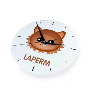 Laperm - MDF clock with graphics and the Art-Dog brand name