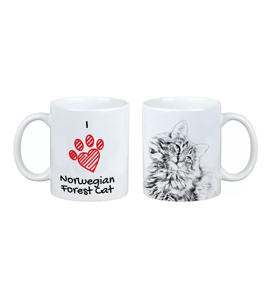 Norwegian Forest - cup with a cat, cute cup with graphics, a gift with your photo from the Art-Dog brand