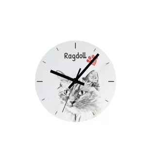 Ragdoll - wall clock with a cat, shelf clock with a print, personalized home decoration from the Art-Dog brand