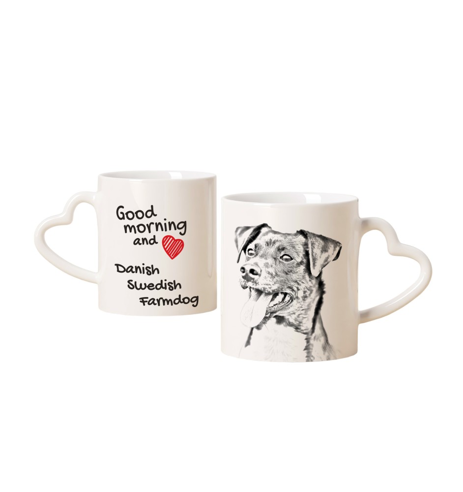 Danish Swedish Farmdog - cup with a dog, adorable cup with a heart-shaped handle, universal gift from the Art-Dog brand