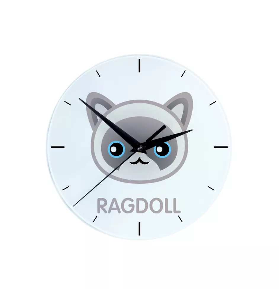 Ragdoll - MDF clock with graphics and the Art-Dog brand name