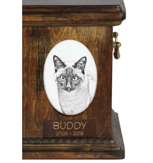 Siamese - commemorative plaque with a cat photo, tombstone with a print, personalized oval plaque from the Art-Dog brand