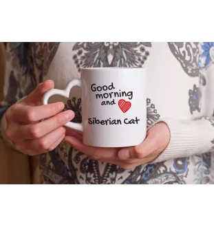 Sibirische Tasse mit Katze, entzückende Tasse mit herzförmigem Henkel, universelles Geschenk der Marke Art-Dog