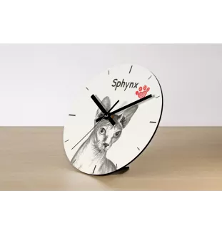 Sphynx - wall clock with a cat, shelf clock with a print, personalized home decoration from the Art-Dog brand