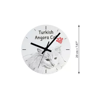 Turkish Angora Cat - wall clock with a cat, shelf clock with a print, personalized home decoration from the Art-Dog brand