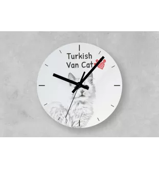 Turkish Van Cat - wall clock with a cat, shelf clock with a print, personalized home decoration from the Art-Dog brand