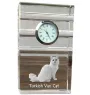 Turkish Van Cat - glass clock with a photo, photo of a cat in crystal, personalized standing office clock by Art-Dog brand