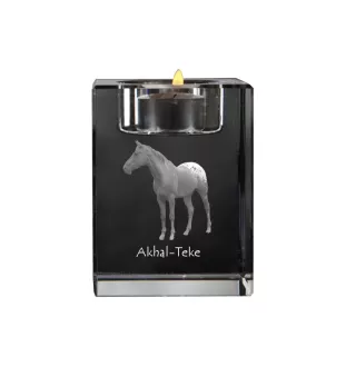 Akhal-Teke - Bougeoir avec image d'un cheval, porte bougie en cristal, cadeau personnalisé par la marque Art-Dog