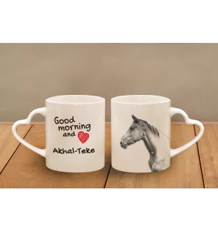 Akhal-Teke - tasse avec chien, une tasse adorable avec une anse en forme de cœur, un cadeau universel de la marque Art-Dog