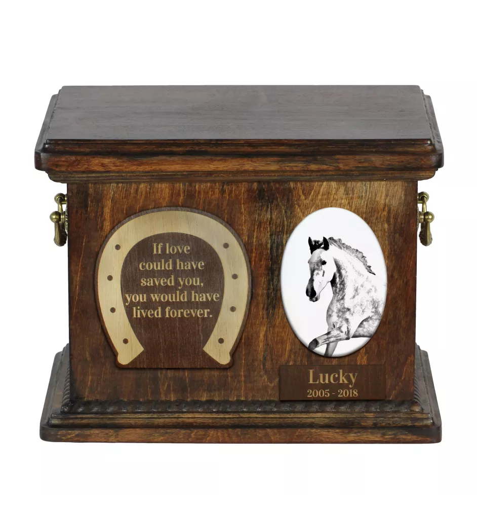 Andalusian - urn for horse ashes, urn for horse with a photo, personalized box for animal ashes by Art-Dog brand