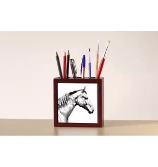 Selle Français - porte-stylo avec un cheval, organiseur de bureau avec impression, décoration de bureau personnalisée de la marque Art-Dog