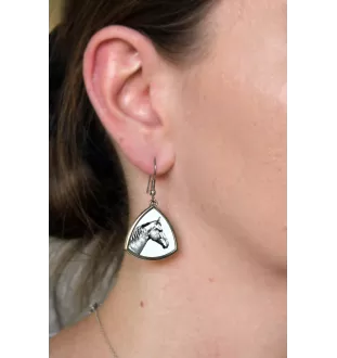 Selle Français - boucles d'oreilles avec un cheval, boucles d'oreilles pendantes avec une image, bijoux personnalisés avec l'impression de la marque Art-Dog