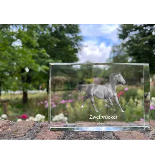 Zweibrücker - Kristall mit einem Pferdebild, Bild im Glas, moderne Ausstellung des Art-Dog-Bildes.