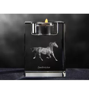 Zweibrücker - Candle holder with picture of a horse, crystal tealight holder, personalised gift by Art-Dog brand