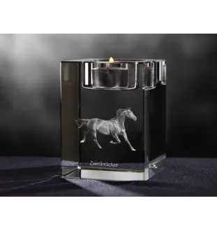 Zweibrücker - Candle holder with picture of a horse, crystal tealight holder, personalised gift by Art-Dog brand